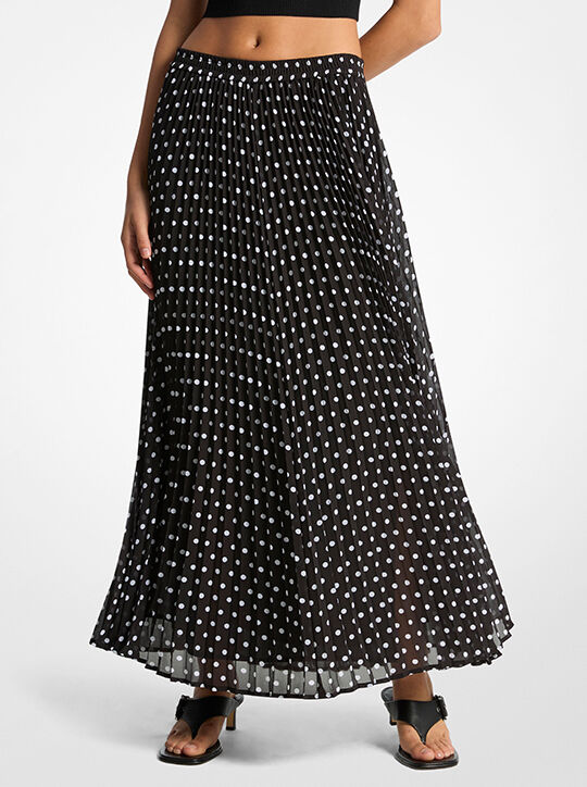 michael kors polka dot pleated georgette skirt