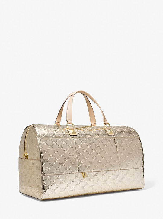 Grayson Extra-Large Logo Embossed Patent Weekender Bag michael kors grayson extra large logo embossed patent weekender bag