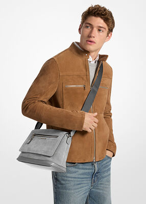 michael kors حقيبة ماسنجر هدسون صغيرة من جلد الغزال