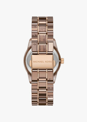 michael kors ritz pav  beige gold tone and acetate watch