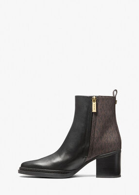 michael kors lex leather and signature logo boot