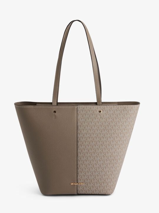 michael kors flora large signature logo and leather tote bag