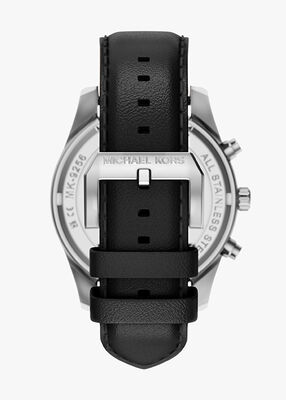 michael kors ساعة مايكل كورس ليكسينغتون كرونوغراف من الجلد الأسود