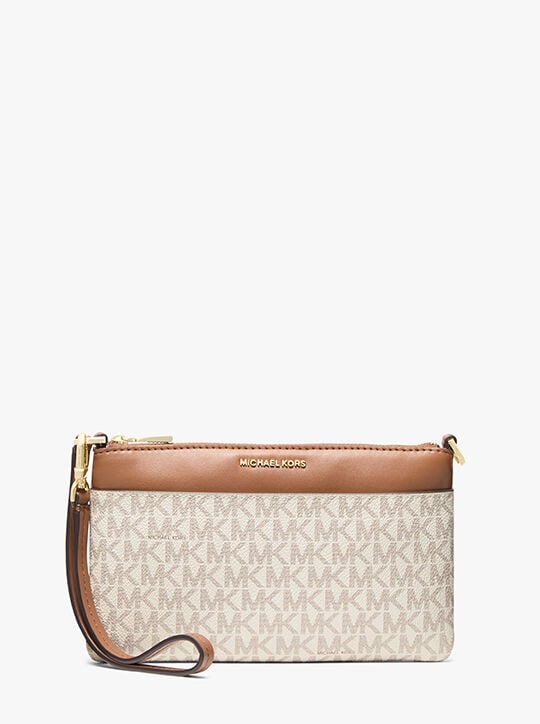 michael kors jet set medium signature logo wristlet