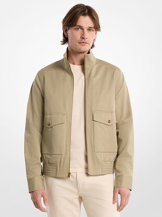 Harrington Stretch Cotton Bomber Jacket michael kors harrington stretch cotton bomber jacket