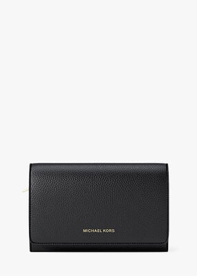 michael kors jet set large pebbled leather wallet