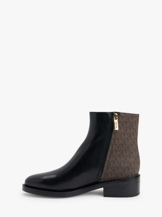 Regan Leather and Signature Logo Ankle Boot