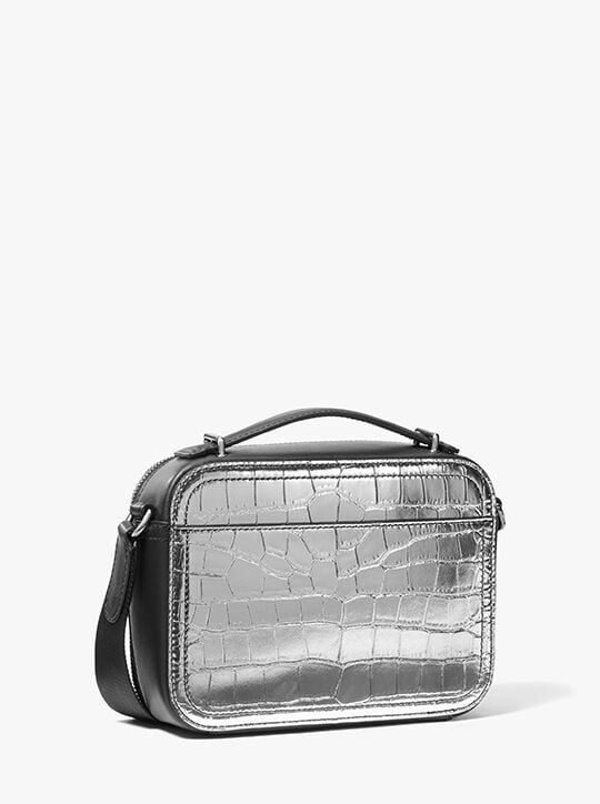 Hudson Metallic Crocodile Embossed Leather Crossbody Bag michael kors hudson metallic crocodile embossed leather crossbody bag