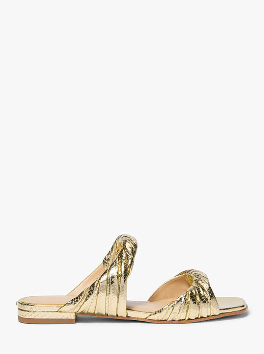 Kiana Metallic Snake Embossed Leather Sandal michael kors kiana metallic snake embossed leather sandal