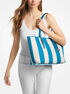 michael kors quinn large striped canvas tote bag