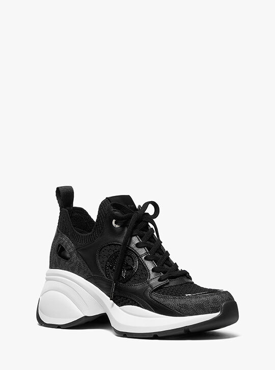 Zuma Mixed-Media Trainer, BLACK | Michael Kors UAE