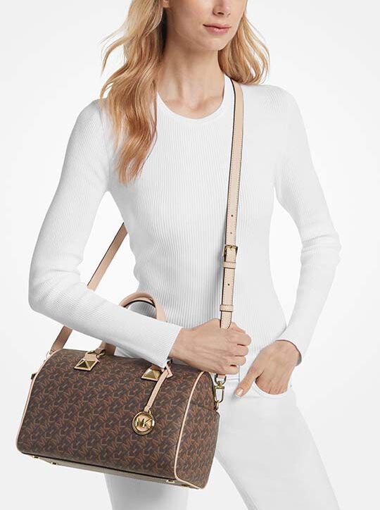 Grayson Medium Empire Signature Logo Satchel michael kors grayson medium empire signature logo satchel