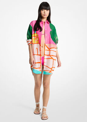 michael kors x christina zimpel cotton lawn shirtdress