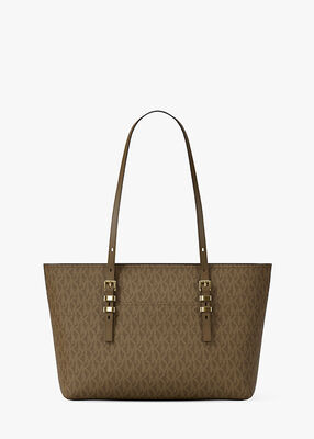 michael kors quinn medium signature logo and leather tote bag