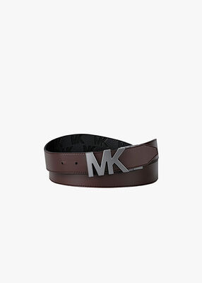 michael kors حزام جلدي قابل للعكس وإبزيم