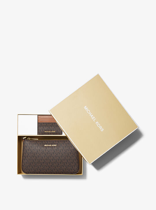 Medium Logo Pouch and Card Case Gift Set michael kors medium logo pouch and card case gift set