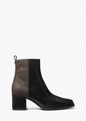 michael kors lex leather and signature logo boot