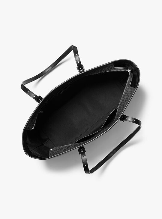 Quinn Large Signature Logo and Leather Tote Bag, BLACK | Michael