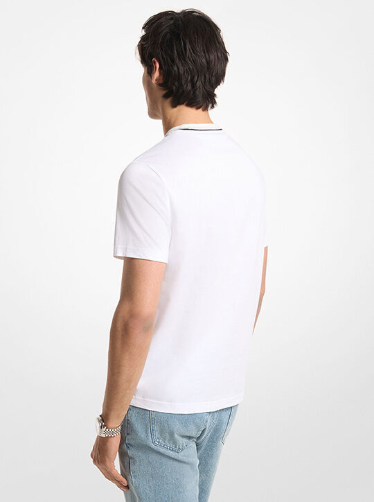 Logo Trim Cotton Jersey T-Shirt michael kors logo trim cotton jersey t shirt