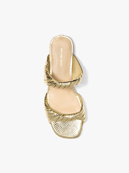 Kiana Metallic Snake Embossed Leather Sandal michael kors kiana metallic snake embossed leather sandal