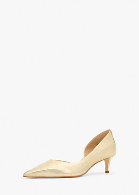 michael kors elyse crackled metallic leather kitten pump