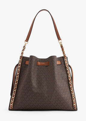 michael kors mina large signature logo chain shoulder bag