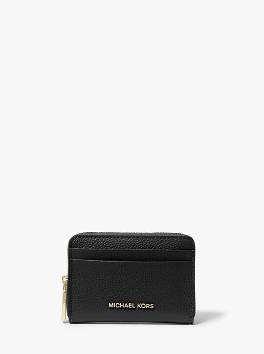 michael kors jet set small pebbled leather zip around card case