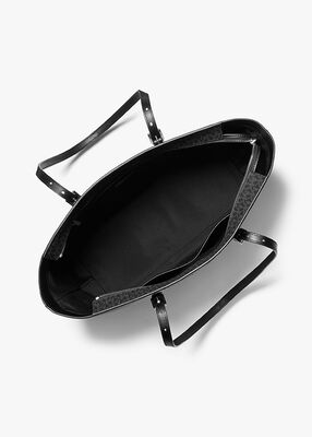 michael kors quinn large signature logo and leather tote bag