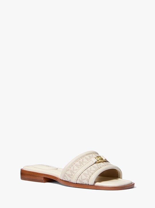Mandy Signature Logo Slide Sandal michael kors mandy signature logo slide sandal