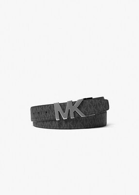 michael kors حزام جلدي قابل للعكس بشعار الماركة