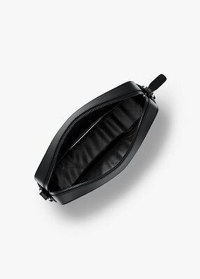 michael kors jet set logo embossed leather crossbody bag