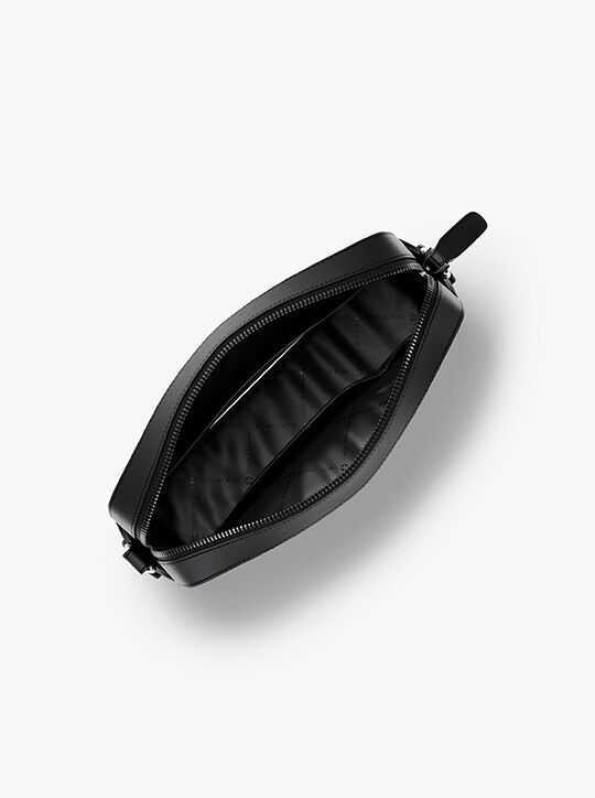 michael kors jet set logo embossed leather crossbody bag