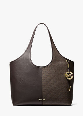 michael kors henly large signature logo and textured tote bag