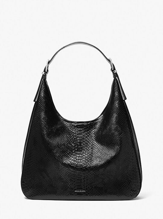 michael kors nolita large snake embossed leather hobo shoulder bag