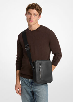 michael kors hudson pebbled leather flight bag