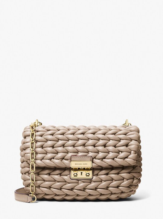 michael kors tribeca large hand braided leather shoulder bag