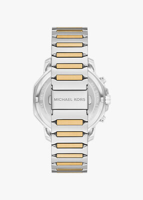 michael kors ساعة بريسكوت ثنائية اللون كبيرة الحجم