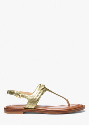 michael kors mandy metallic leather t strap sandal