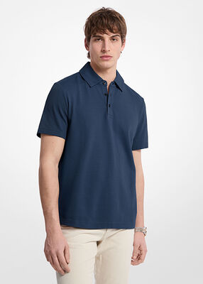 michael kors bubble knit stretch cotton polo shirt
