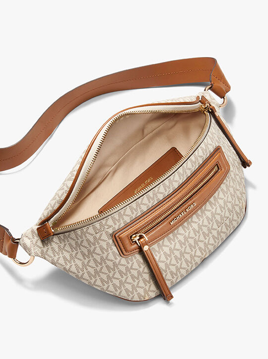 michael kors jet set travel medium signature logo sling pack