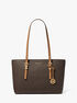 michael kors quinn medium signature logo and leather tote bag