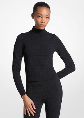 michael kors logo jacquard mock neck top