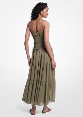 michael kors smocked georgette maxi dress