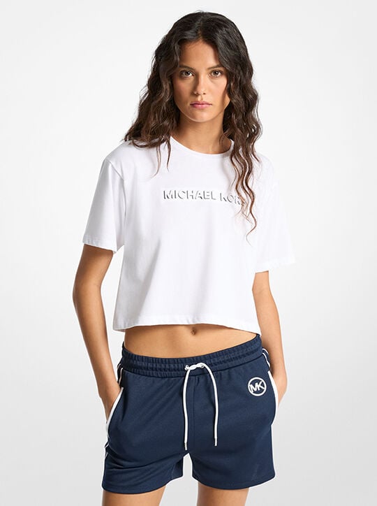 Logo Embossed Cotton T-Shirt michael kors logo embossed cotton t shirt