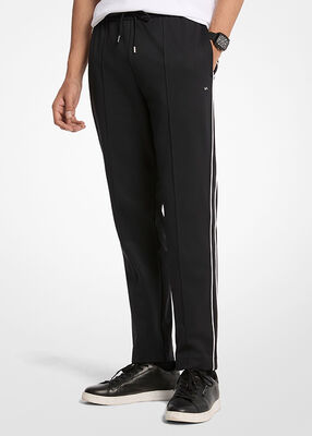 michael kors contrast piping stretch nylon track pants