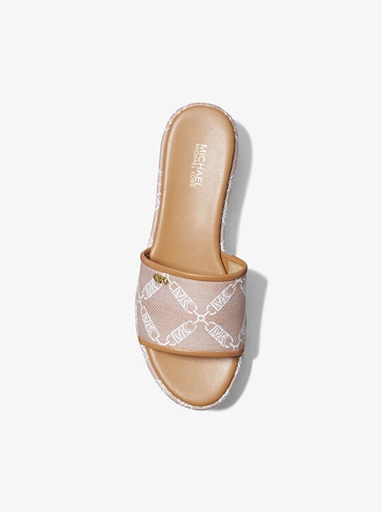 Ember Empire Logo Jacquard Platform Sandal michael kors ember empire logo jacquard platform sandal