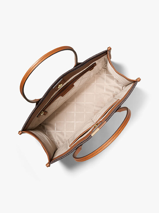 حقيبة يد هايدي كبيرة مخططة بشعار الماركة المميزة michael kors حقيبة يد هايدي كبيرة مخططة بشعار الماركة المميزة