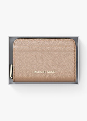michael kors jet set small pebbled leather zip around card case