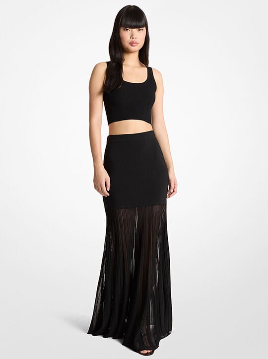 michael kors stretch knit semi sheer maxi skirt