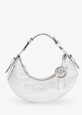 michael kors حقيبة كتف كوا متوسطة الحجم من جلد التمساح المنقوش